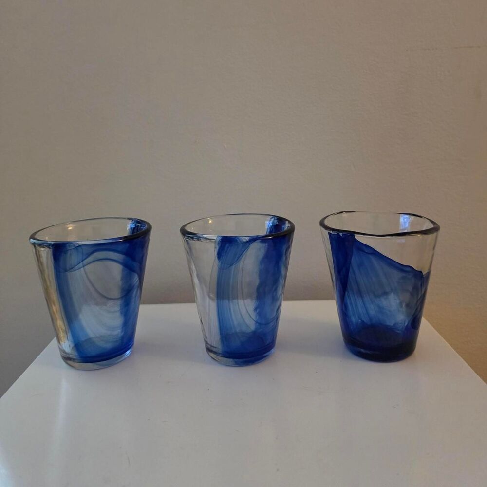 Bormrioli-rocco Murano Cobalt Blue Swirl Glass Italian